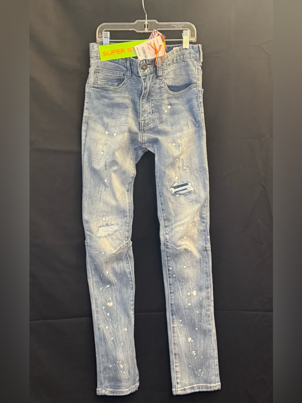 Franklin Blue Wash Super Skinny Fit Super Stretch Jeans with Distressed Details